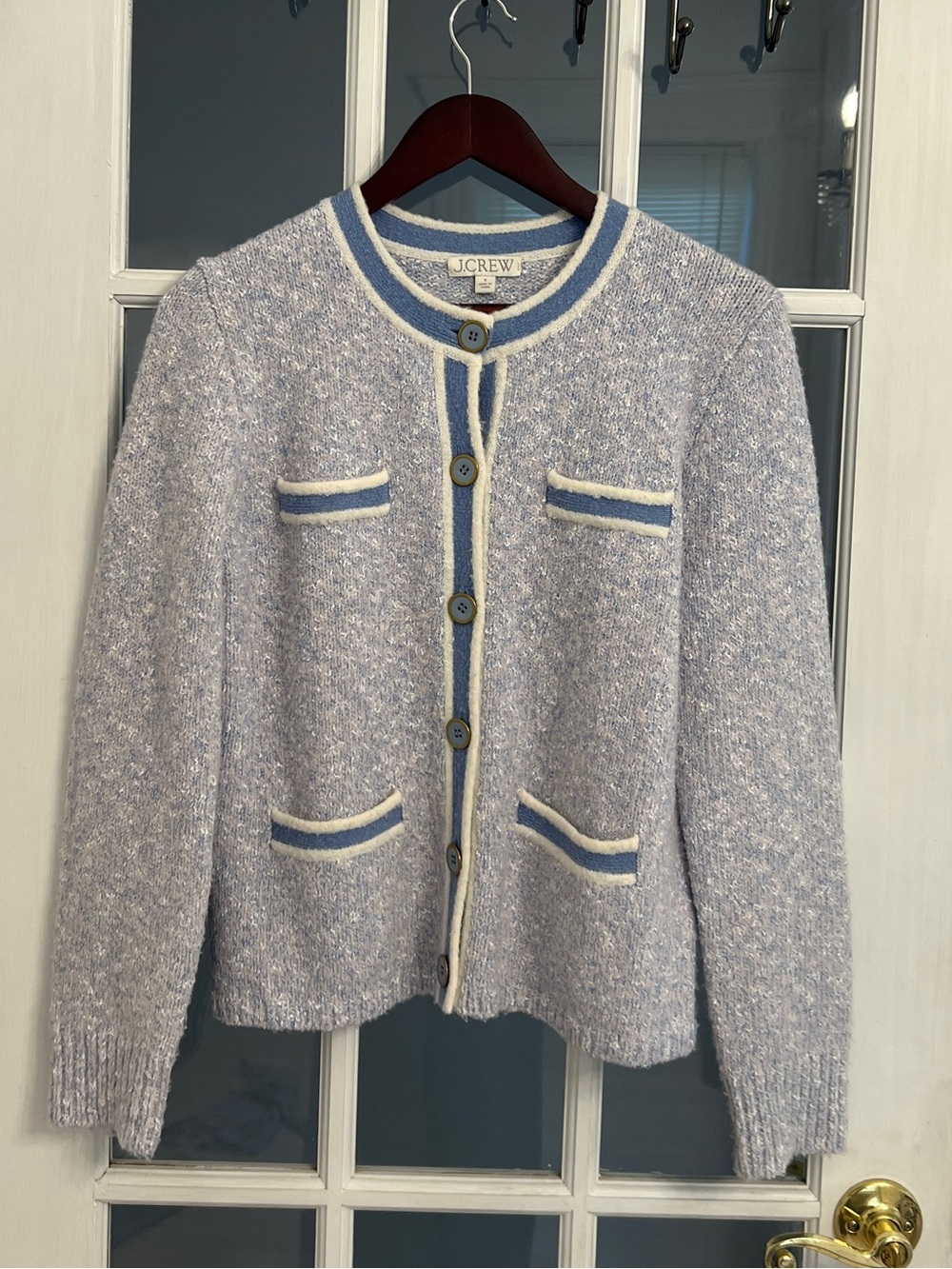 J. CREW Women’s Light Blue Button Down Marled Sweater Lady Jacket Size S